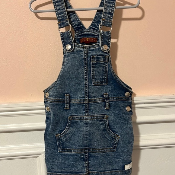NWOT - 7 For All Mankind Baby Girl Denim Overall Dress 18M - Picture 1 of 3